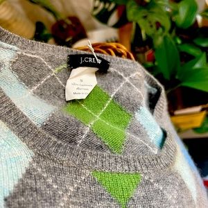 J. Crew argyle 100% cashmere sweater